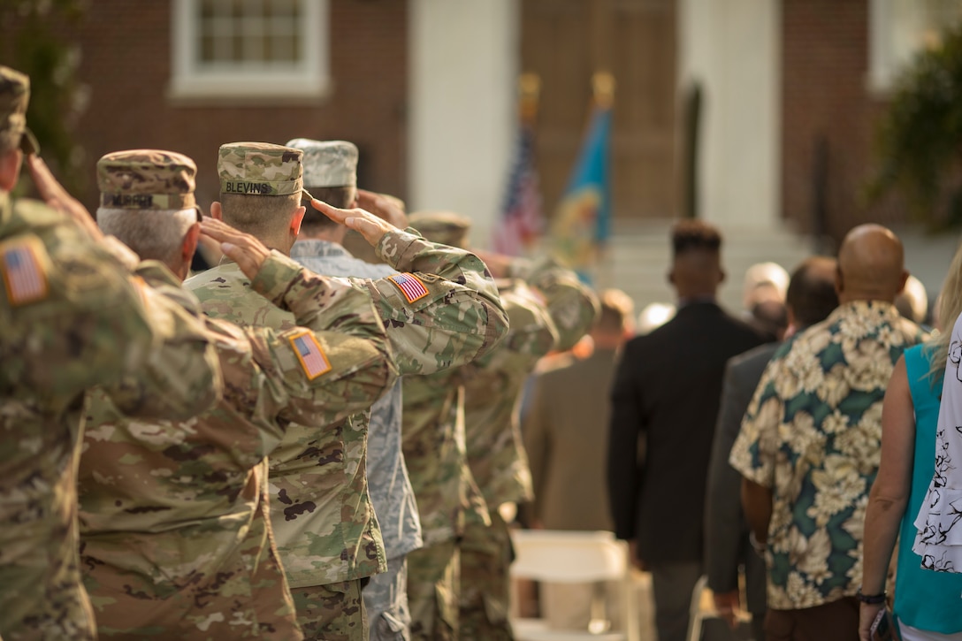 The Delaware National Guard, along with Del. Governor John Carney, just promotes Adjutant General, Brig. Gen. Michael Berry, to the rank of Major General, during a ceremony outside Legislative Hall in Dover, Aug. 10th.