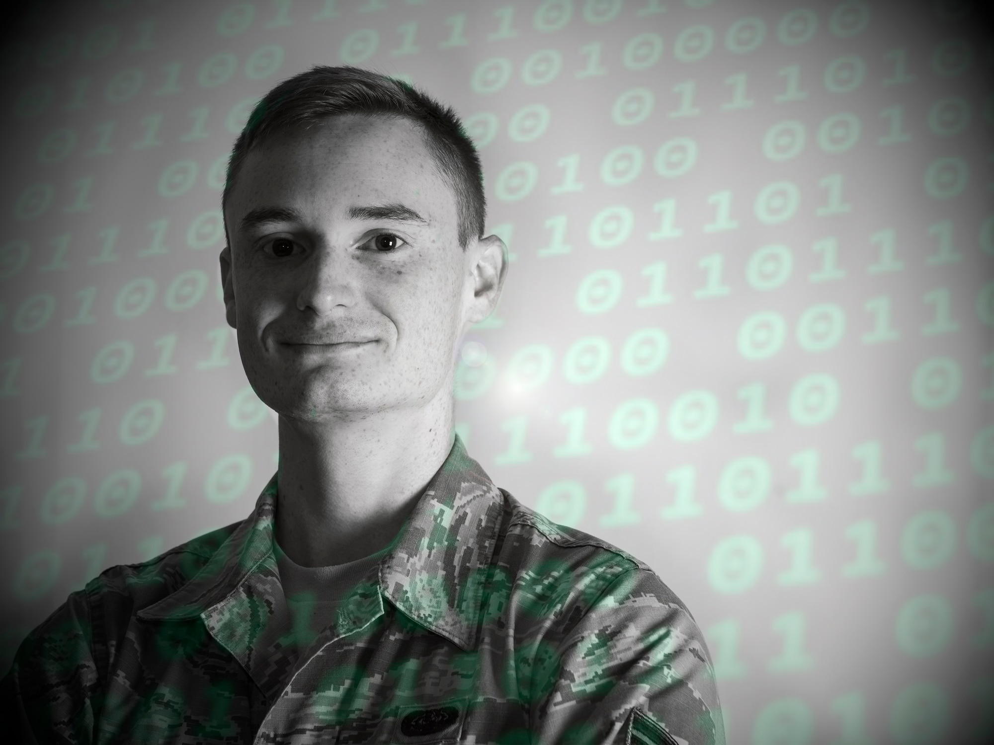 U.S. Air Force Senior Airman Dorian Stacy, 423rd Communications Squadron network operations technician, poses for a photo at RAF Alconbury, England, August 8, 2019. Stacy is in charge of securing network operations and ensuring proper access and permissions are in place at RAF Alconbury and RAF Molesworth. (U.S. Air Force illustration by Master Sgt. Brian Kimball)
