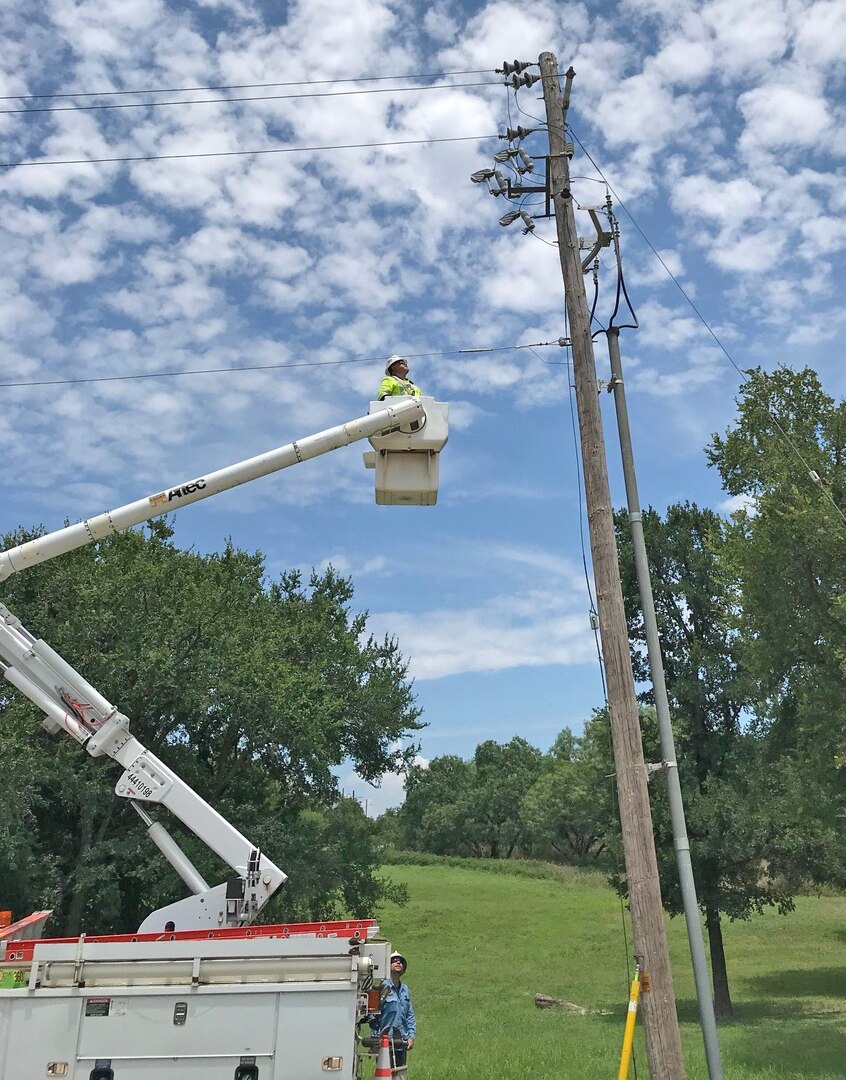 repairing a leaning electric pole