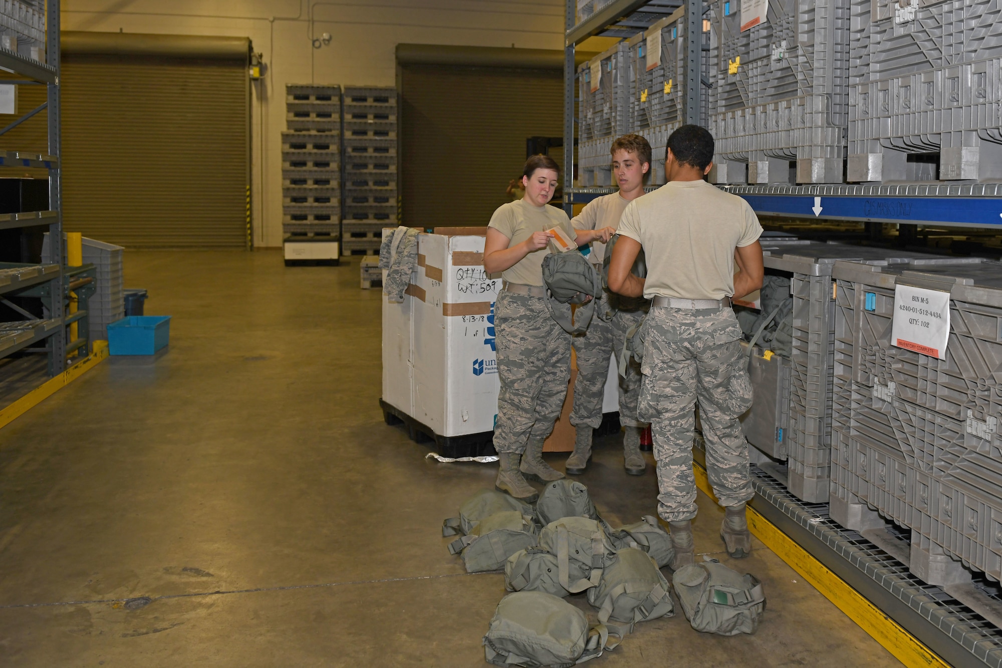 Airmen in 19th LRS inventory gas masks