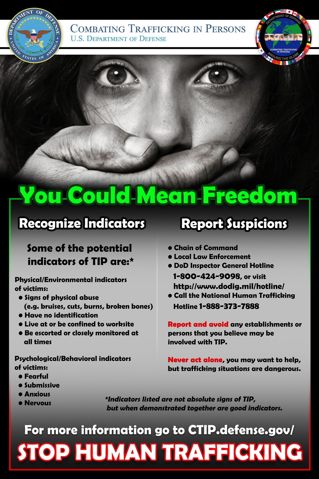 Combating Trafficking in Persons poster. (Courtesy of Department of Defense)