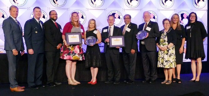 Members of Cannon Air Force Base and the Clovis community receive the Pete Taylor Partnership of Excellence Award in Washington, D.C., July 23, 2019. A package was submitted to the Military Child Education Collection to nominate Cannon and Clovis for the K-12 category. It outlined the programs in place to promote the growth of Cannon’s military children and the relationships between Cannon and Clovis schools. (Courtesy Photo)