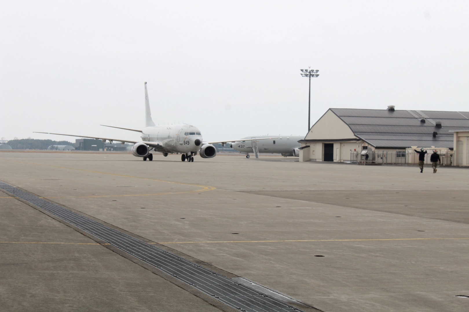 190405-N-VA915-012 MISAWA, JAPAN (April 5, 2019) A P-8A Poseidon aircraft assigned to the “Fighting Tigers” of Patrol Squadron (VP) 8, taxis on the flight line of Misawa Air Base. VP-8 is deployed to the U.S. 7th Fleet (C7F) area of operations conducting maritime patrol and reconnaissance operations in support of Commander, Task Force 72, C7F, and U.S. Pacific Command objectives throughout the Indo-Asia Pacific region. (U.S. Navy photo by Mass Communication Specialist 1st Class Jerome D. Johnson)