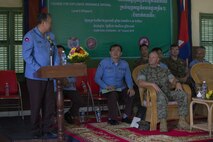 U.S. Marines take part in Explosive Ordnance Disposal (EOD) Level 2 graduation ceremony for EOD Technicians with Cambodian Mine Action Center (CMAC) during Humanitarian Mine Actions (HMA) Cambodia in Kampong Chhnang, Cambodia Aug 2, 2019. HMAs are reoccurring events that instruct partner nations’ on tactics, techniques and procedures. This instruction on EOD and tactical combat casualty care capabilities will save lives and relieve human suffering. (U.S. Marine Corps photo by Sgt Stephanie Cervantes)