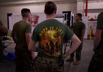 U.S. Marines receive a situational brief for a sensitive site exploitation training exercise at Camp Kinser, Okinawa, Japan, August 1, 2019.  The Marines conduct weekly training to improve their ability to operate in unknown chemical, biological, radiological and nuclear environments. The Marines are CBRN defense specialists with G-3, Enhanced CBRN Section, Combat Logistics Regiment 37, 3rd Marine Logistics Group. (U.S. Marine Corps photo by Lance Cpl. Carla E. O)