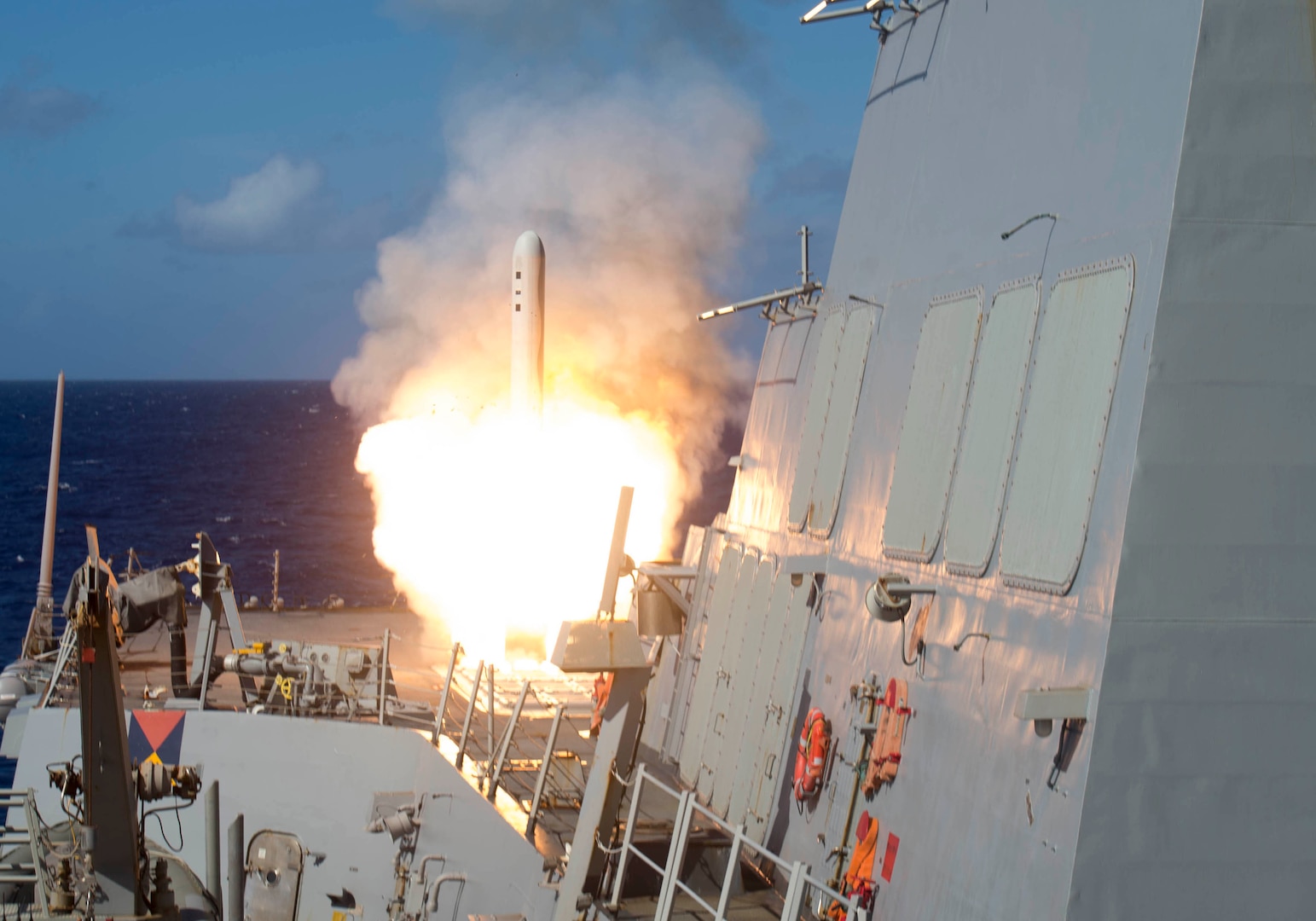 IMAGE: PACIFIC OCEAN – A Tomahawk cruise missile launches from the Arleigh Burke-class guided-missile destroyer USS Shoup (DDG 86) during a live-fire exercise as part of Valiant Shield 2018 in the Pacific Ocean. Naval Surface Warfare Center Dahlgren Division (NSWCDD) institutionalized its Technical Excellence Framework to make a difference in the Fleet in terms of capability, quality, security and safety of warfare mission critical products – including system development and products supporting the Tomahawk cruise missile – the command announced, Aug. 13, 2019. Dahlgren’s Technical Excellence Framework - a set of project execution requirements, training, internal project reviews, technical excellence metrics and data-driven continuous improvement - applies to all NSWCDD technical programs and projects. Over the course of seven years, the command’s Chief Engineer Council worked to achieve their vision of institutionalizing technical excellence, rigor and discipline in order to meet the primary goal of consistently and efficiently developing safe, secure, reliable, maintainable, and high-quality products and systems.