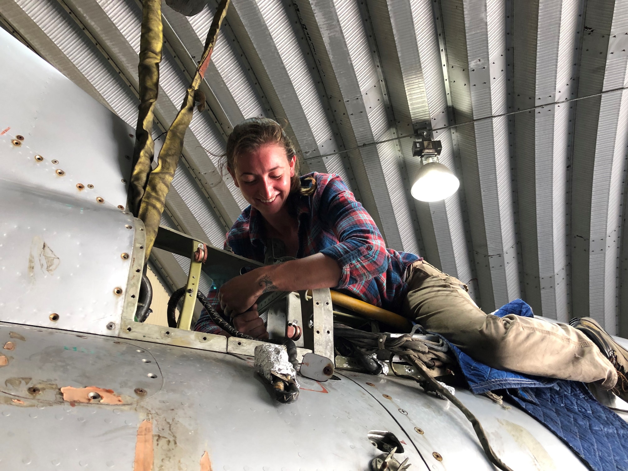 Staff Sgt. Clara Mailloux of the 446th Maintenance Squadron, led a team as they reconstructed the aircraft’s major aesthetic assemblies such as fuselage, tail and wings. The project will eventually help create jobs to over 70 South African women and cover their children’s education costs.  
(Courtesy photo)