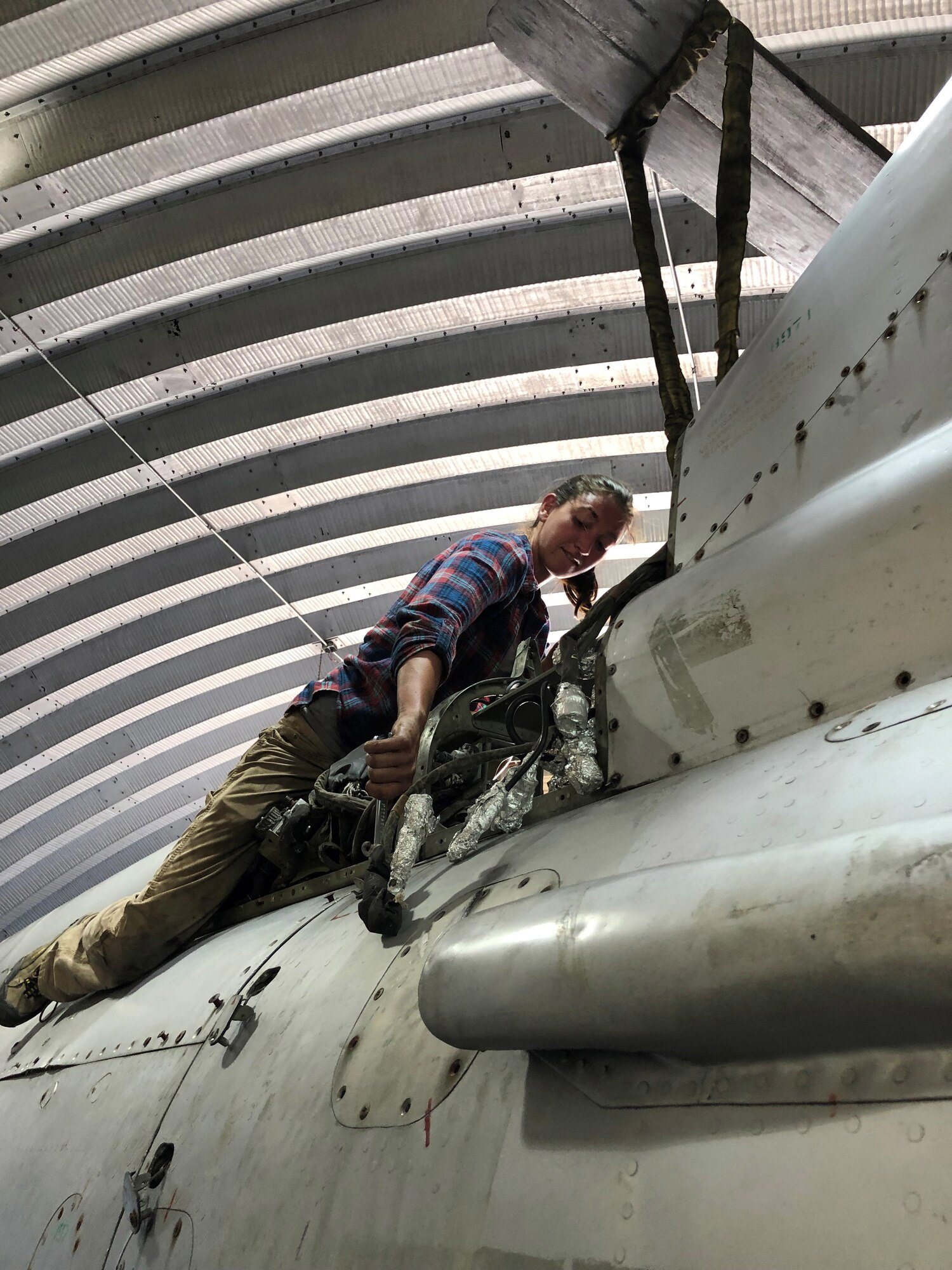 Staff Sgt. Clara Mailloux of the 446th Maintenance Squadron, led a team as they reconstructed the aircraft’s major aesthetic assemblies such as fuselage, tail and wings. The project will eventually help create jobs to over 70 South African women and cover their children’s education costs.  
(Courtesy photo)