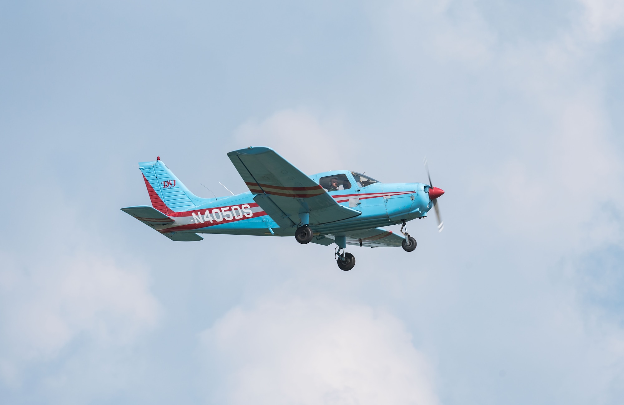 A Piper Warrior aircraft takes off Aug. 6, 2019, at Delaware Airpark in Cheswold, Del. The Delaware State University aviation program has 10 Piper Warrior aircraft that are used by cadets who attended the Air Force Junior Reserve Officers’ Training Corps Summer Flight Academy held at DSU in Dover, June 17 through August 8, 2019. (U.S. Air Force photo by Roland Balik)