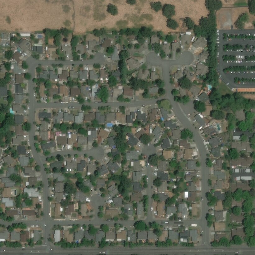 Satellite photo of a residential subdivision.