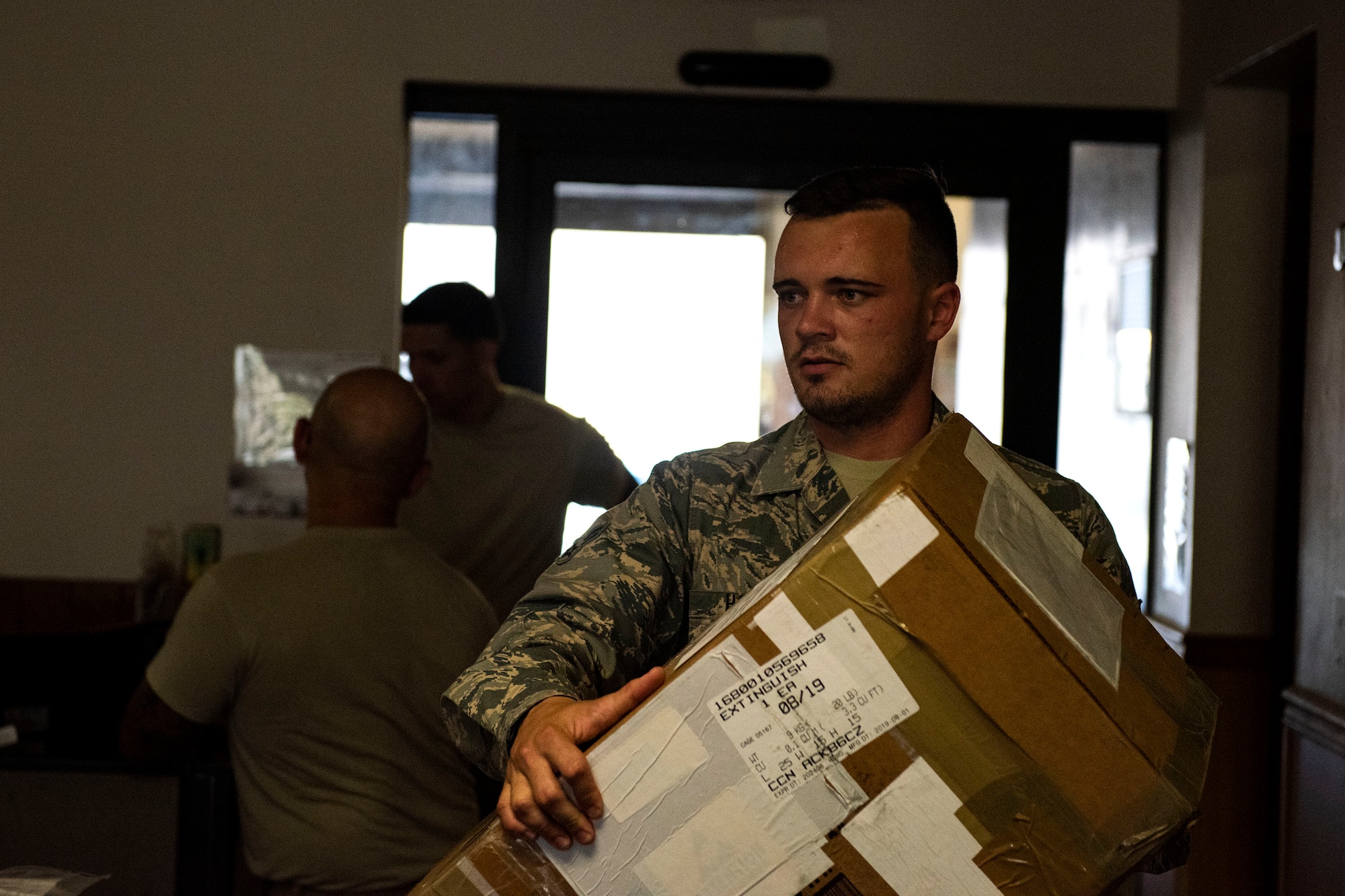 Airman 1st Class Timothy Hankins, 23d Logistics Readiness Squadron documented cargo operator, delivers cargo during a cargo sweep Aug. 13, 2019, at Moody Air Force Base, Ga. The documented cargo section is responsible for transporting mission-critical equipment and material to squadrons across the base, which helps facilitate mission execution. (U.S. Air Force photo by Senior Airman Erick Requadt)