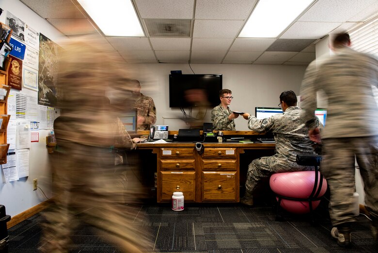 Airmen from the 23d Logistics Readiness Squadron ground transportation flight perform dispatch procedures, Aug. 14, 2019, at Moody Air Force Base, Ga. All of the information ground transportation needs to support the base is first processed through the dispatch section, where it’s disseminated to the appropriate areas. Having a centralized point of information flow serves to sustain continuity throughout the sections to ensure optimal communication within the flight. (U.S. Air Force photo by Senior Airman Erick Requadt)
