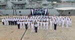 LUMUT, Malaysia (Aug 14, 2019) The Pacific Area commander for the U.S. Coast Guard, Vice Adm. Linda Fagan, stands next to Vice Adm. Dato’ Aris Adi Tan Bin Abdullah, commander of Royal Malaysian Navy Western Fleet in front of U.S. Navy Sailors and Coast Guardsmen and their Malaysian counterparts as part of Maritime Training Activity (MTA) Malaysia 2019 opening ceremony at Lumut Naval Base. MTA Malaysia 2019 is a continuation of 25 years of maritime engagements between the U.S. Navy and Royal Malaysian Navy serving to enhance mutual capabilities in ensuring maritime security and stability.