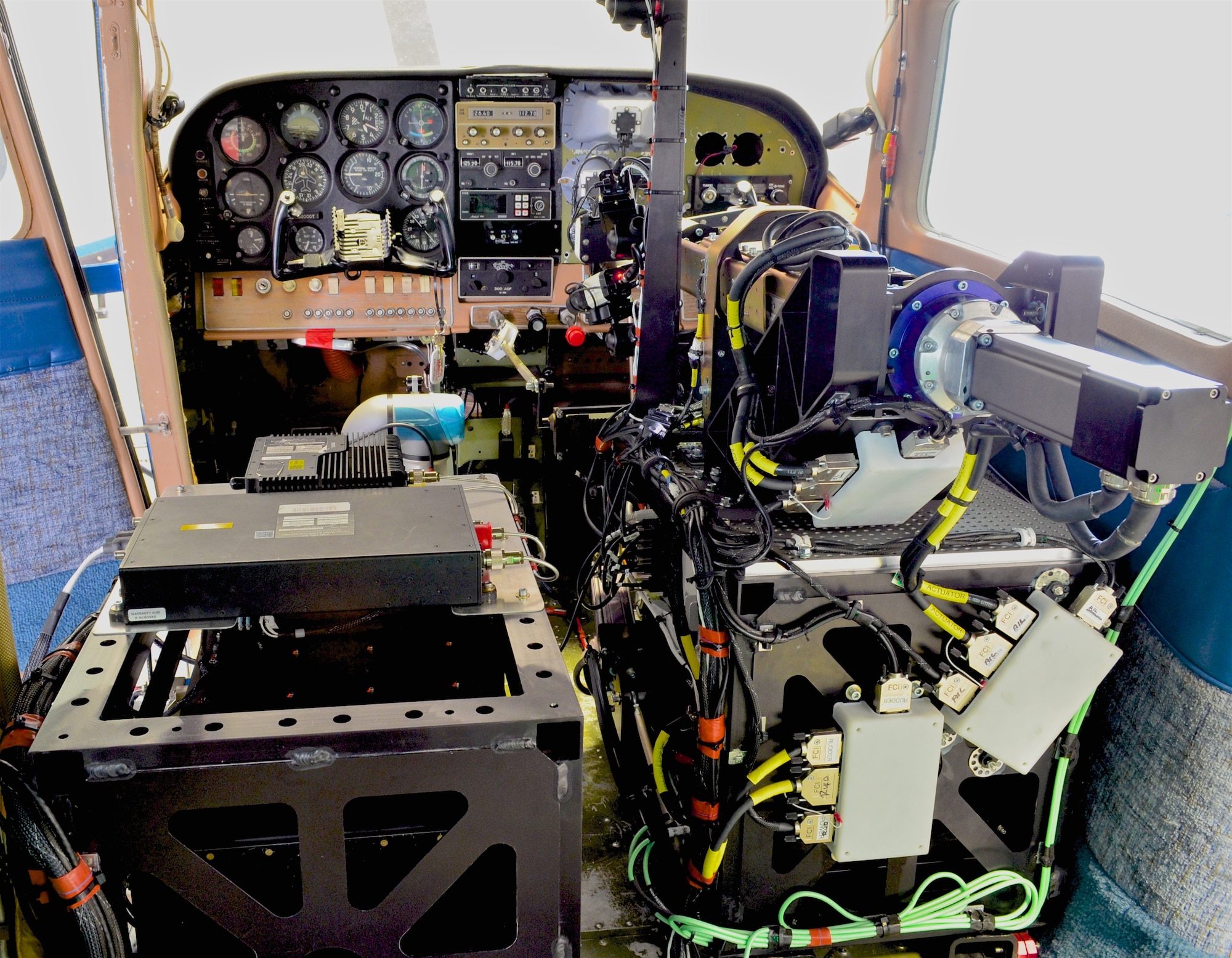 Rear view of the installed ROBOpilot system during preflight for first flight. (Courtesy photo)