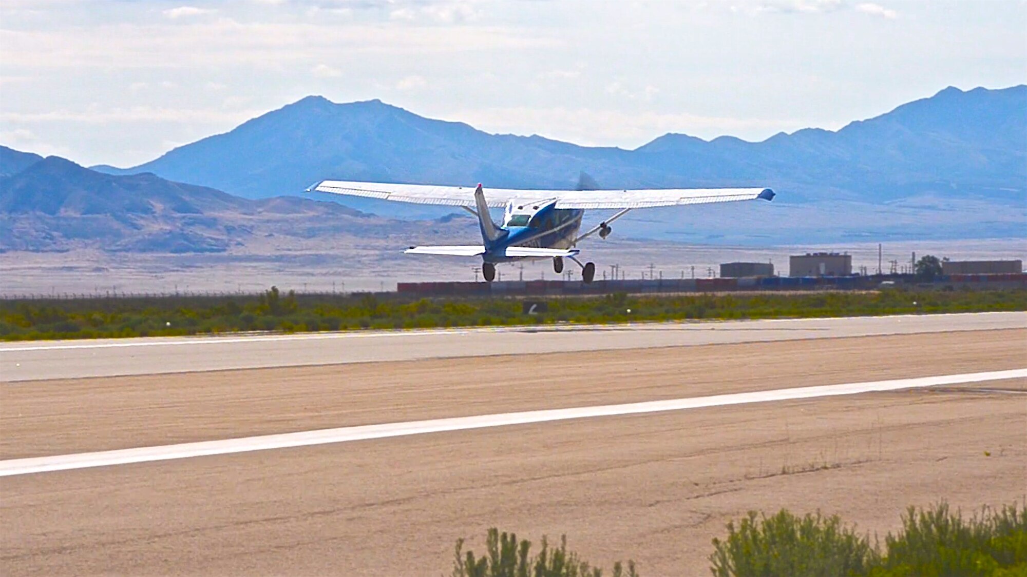 A ROBOpilot controlled 1968 Cessna 206 taking off during it’s first flight at Dugway Proving Ground, Utah. (Courtesy photo)