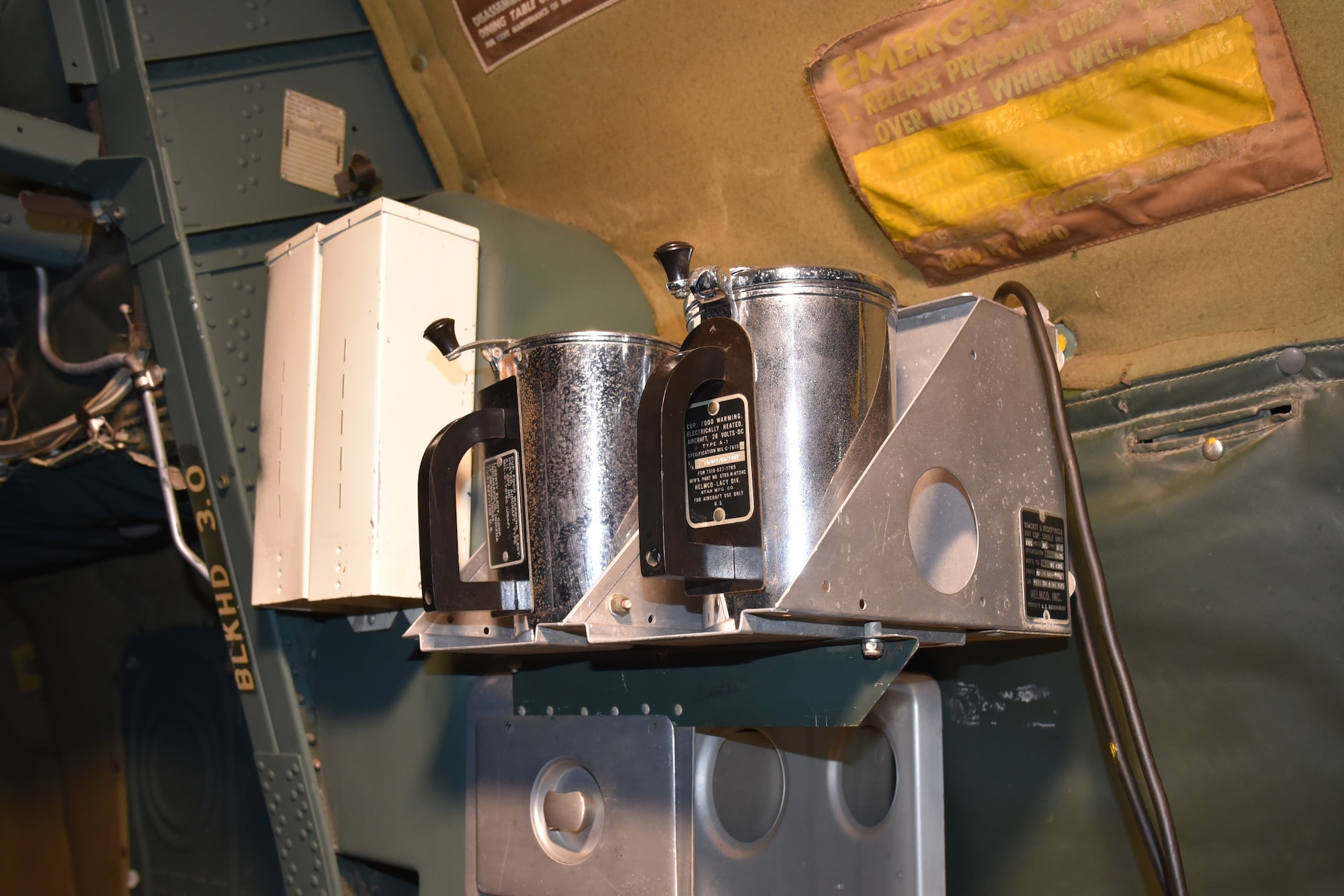DAYTON, Ohio - Convair B-36J Peacemaker-coffee makers near the Radio Operator's Station at the National Museum of the U.S. Air Force. (U.S. Air Force photo by Ken LaRock)