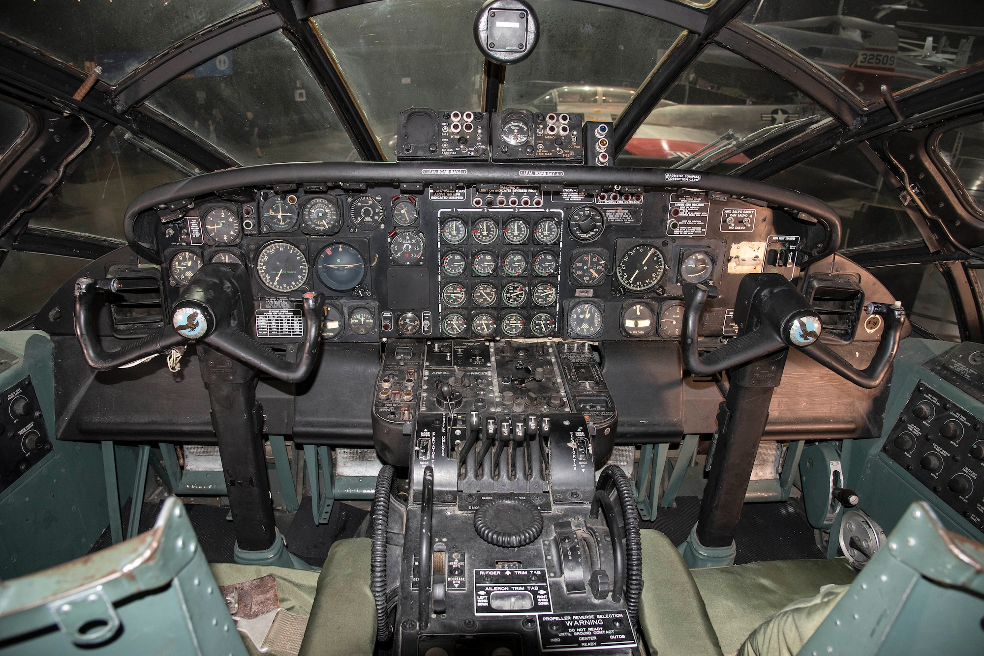 DAYTON, Ohio - Convair B-36J Peacemaker pilot station at the National Museum of the U.S. Air Force. (U.S. Air Force photo by Ken LaRock)