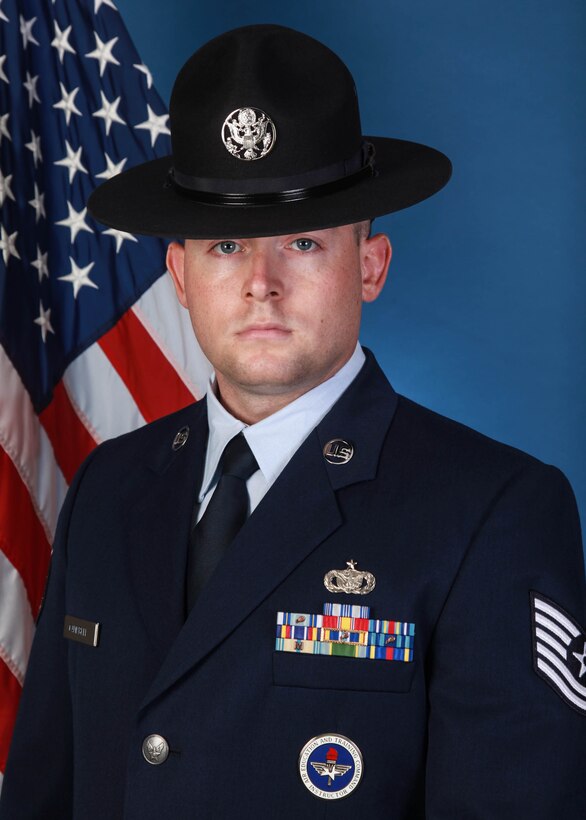 Tech. Sgt. Brandon Campbell, a military training instructor student with the 433rd Training Squadron, poses for a photo on Aug. 14, 2019, at Joint Base San Antonio-Lackland.