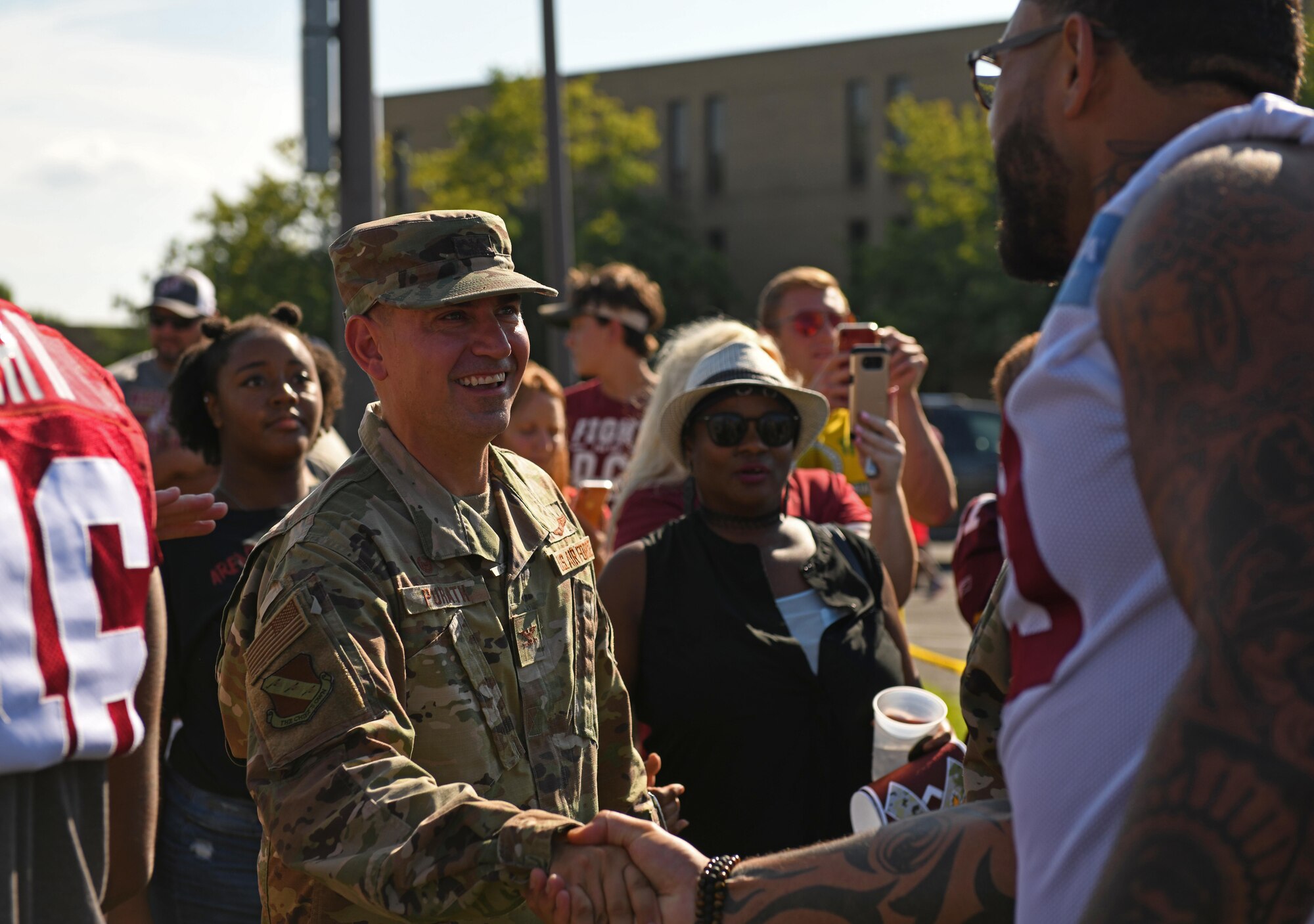Shaking hands with the commander