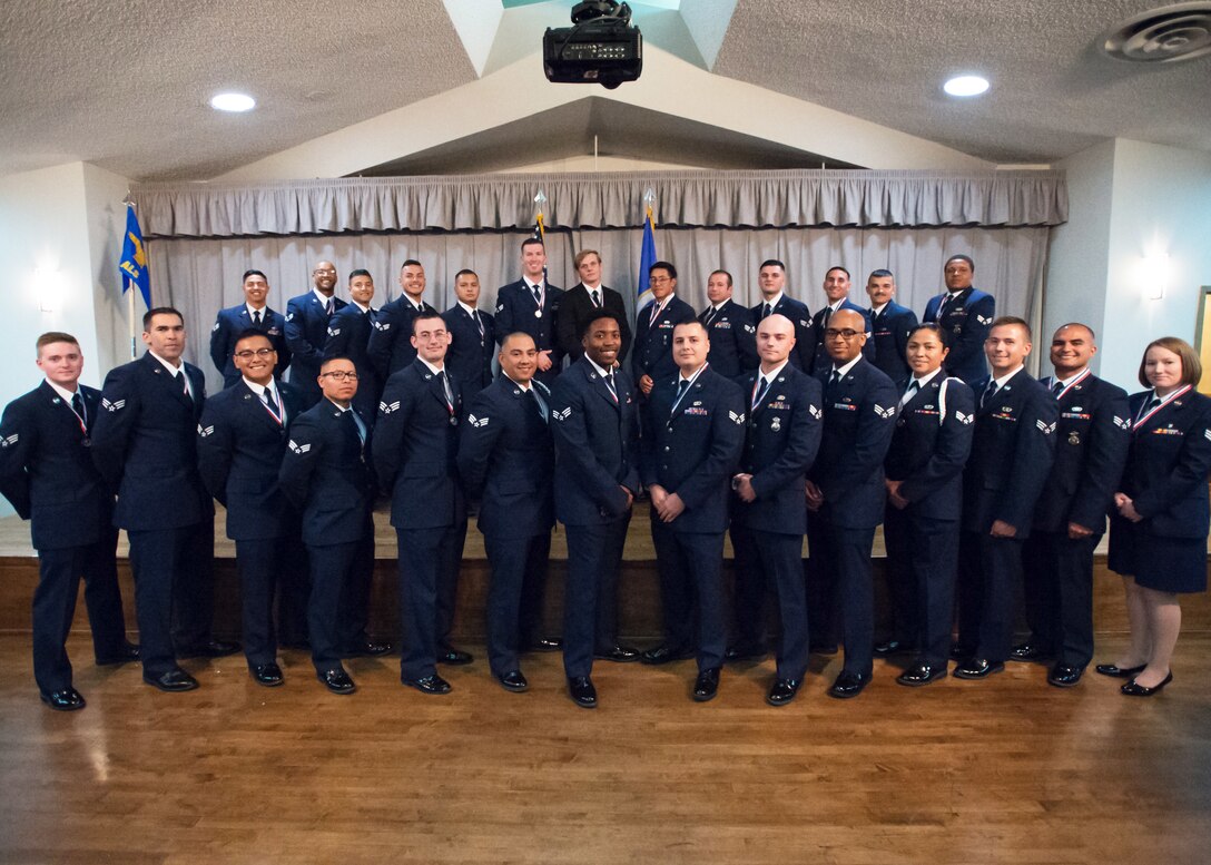 Airman Leadership School Class 19F graduates at Edwards Air Force Base, California Aug. 15. (U.S. Air Force photo by Jordan Goodsell)