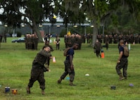 Alberto G. Velazquez, a recruit with Platoon 3074, Company M, 3rd Recruit Training Battalion, Recruit Training Regiment, conducts the Combat Fitness Test aboard Marine Corps Recruit Depot Parris Island, South Carolina on 16 August, 2019. Velazquez was recruited by Gunnery Sgt. Chadwell Cameron, a recruiter with Recruiting Substation Lake Worth. Velazquez is currently on track to graduate recruit training at MCRD Parris Island on October 11, 2019. (U.S. Marine Corps photo by Cpl. Jack A. E. Rigsby)