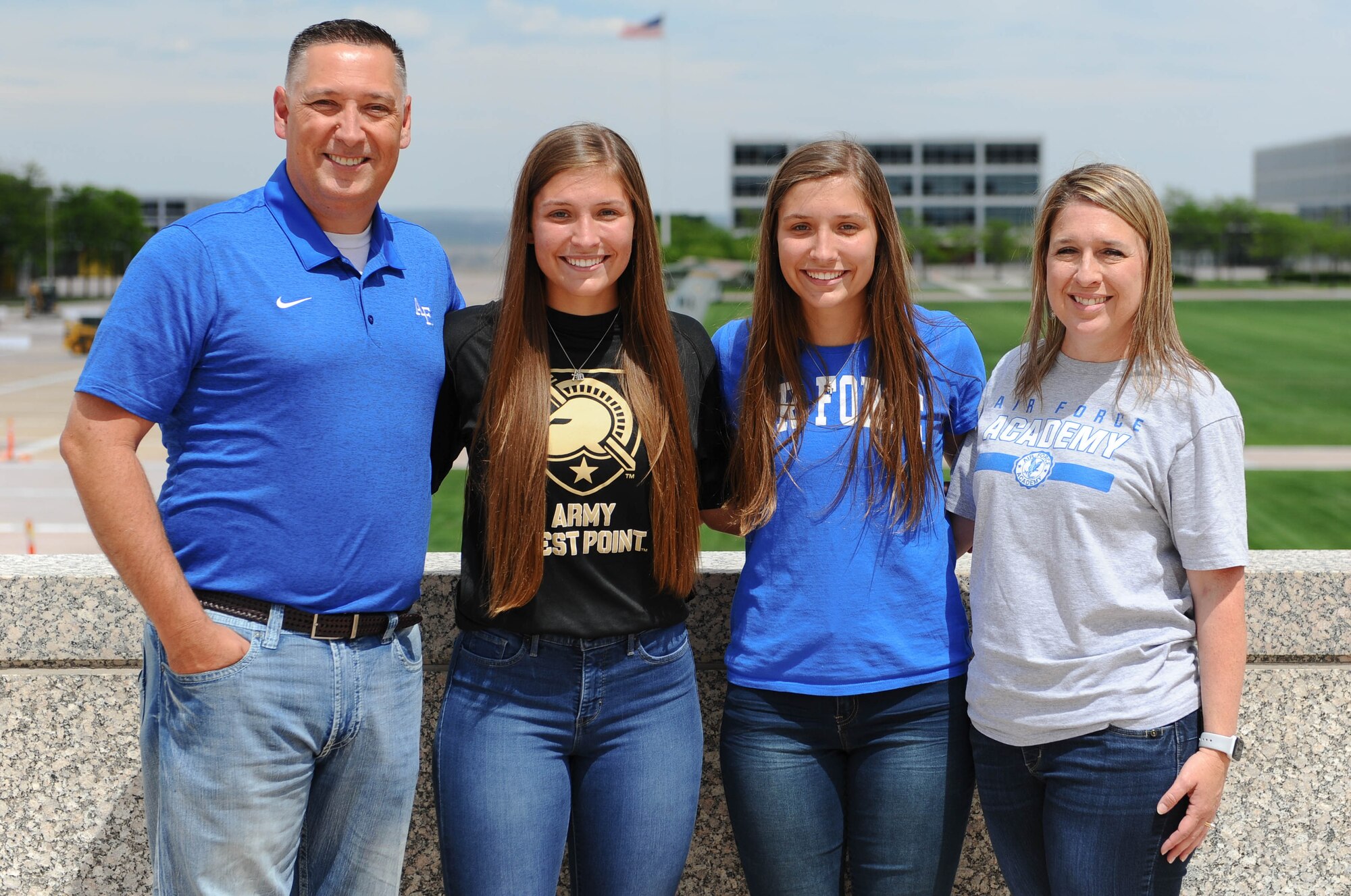 Emma, left, and Aubrie Kuhrt tour the U.S. Air Force Academy with their parents prior to the Class of 2023 In-processing Day, June 26, 2019. Each of the twins chose a separate military academy in line with their interests and military service goals.