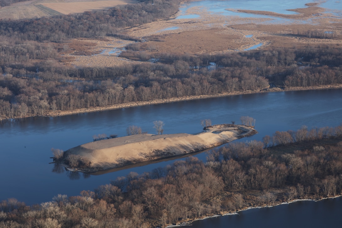 A dredged material island in the Mississippi River.