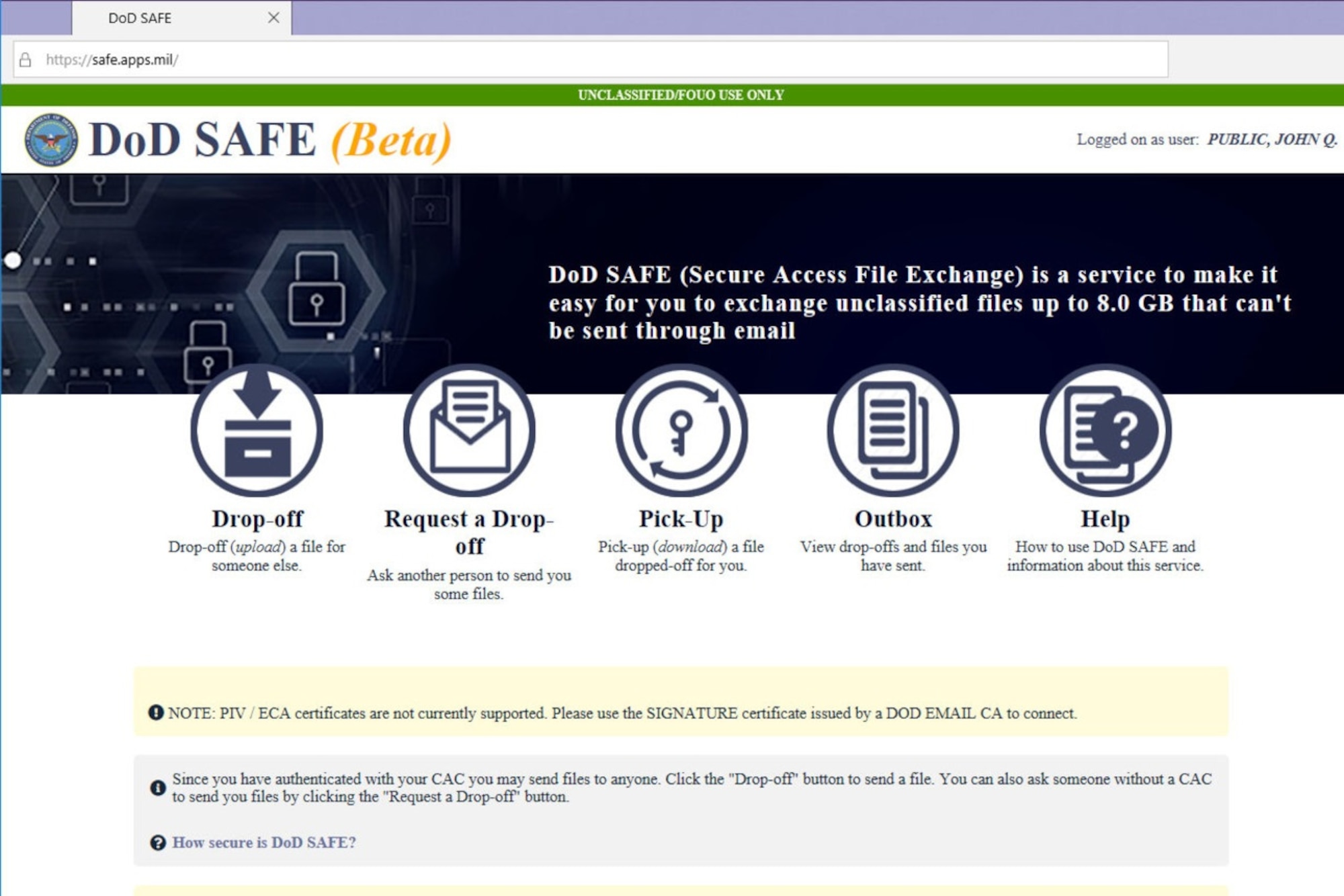 The Defense Information Systems Agency has taken over an online resource that allows Defense Department personnel to swap files too large to be sent by email. Now in the wheelhouse of DISA, the file transfer capability has been rebranded DoD SAFE, or secure access file exchange. The DoD SAFE capability is part of DISA's Defense Collaboration Services suite of applications.