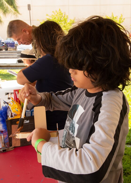 349th Air Mobility Wing Airmen and their family members participate in Operation Family Circle Aug. 10, 2019, at Travis Air Force Base, Calif.