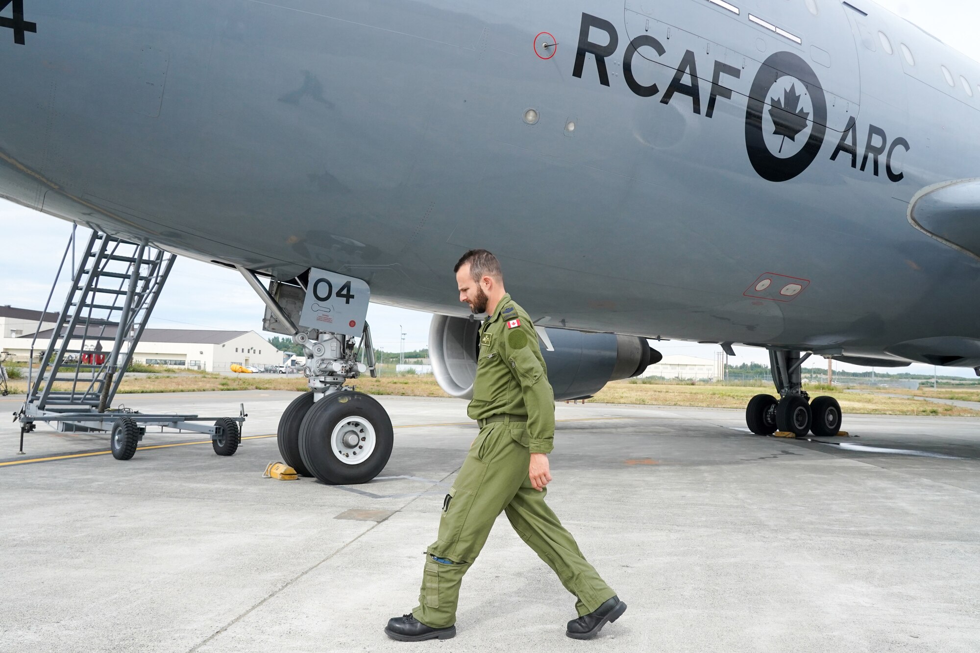 Royal Canadian Air Force Sgt. Oliver Beaudry, a loadmaster assigned to the 437th Transport Squadron based out of Canadian Forces Base Trenton, Canada, performs pre-flight checks before refueling operations in training airspace over Alaska during the Red Flag-Alaska 19-3 exercise, Aug. 15, 2019. Red Flag-Alaska, a series of Pacific Air Forces commander-directed field training exercises for U.S. forces, provides joint offensive counter-air, interdiction, close air support, and large force employment training in a simulated combat environment.