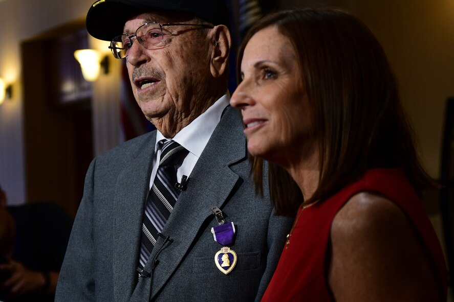 a photo of Senator Martha McSally and Walter Ram, a purple heart recepient