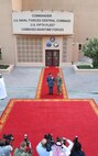 190819-N-KZ419-1061 MANAMA, Bahrain (Aug. 19, 2019) His Majesty, King Hamad bin Isa Al Khalifa, the King of the Kingdom of Bahrain, left, and Vice Adm. Jim Malloy, commander of U.S. Naval Forces Central Command, U.S. 5th Fleet, right, pose for a photo during a visit to discuss operations in the U.S. 5th Fleet area of operations. The King was accompanied by two of his sons, His Highness Maj. Gen. Shaikh Nasser bin Hamad Al-Khalifa, commander of the Bahraini Royal Guard, and His Highness Lt. Col. Shaikh Khaled bin Hamad Al Khalifa, commander of the Bahraini Royal Guard Rapid Intervention Force along with other top Bahraini military leaders. Bahrain has been a partner with the United States in regional maritime security for more than 70 years. (U.S. Navy photo by Mass Communication Specialist 3rd Class Dawson Roth/Released)