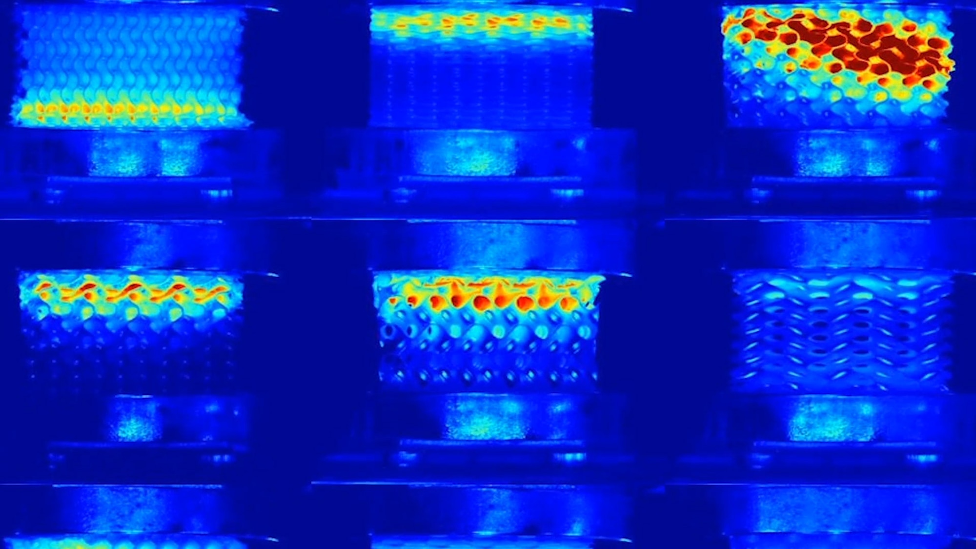Thermal imagery of parts Capt. Erin Hager additively manufactured with AF-9628 powder. (Courtesy photo/Air Force Institute of Technology)
