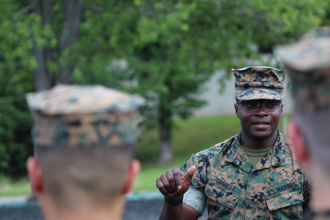 Marines with Combat Instructor Battalion proctor an exam for a student company at The Basic School on Marine Corps Base Quantico, Va., July 29 2019. (U.S. Marine Corps photo by 2ndLt. Nicholas Wilker)
