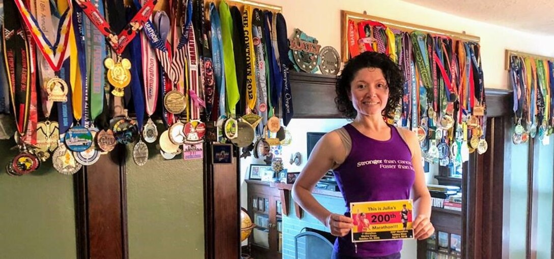 Cancer survivor and pacer Julia Khvasechko will run her 229th marathon at this year’s Air Force Marathon on Sept. 21. Khvasecko has ran a marathon in all 50 states twice and is now working on round three making the Air Force marathon her third marathon ran in the state of Ohio. (Courtesy photo)