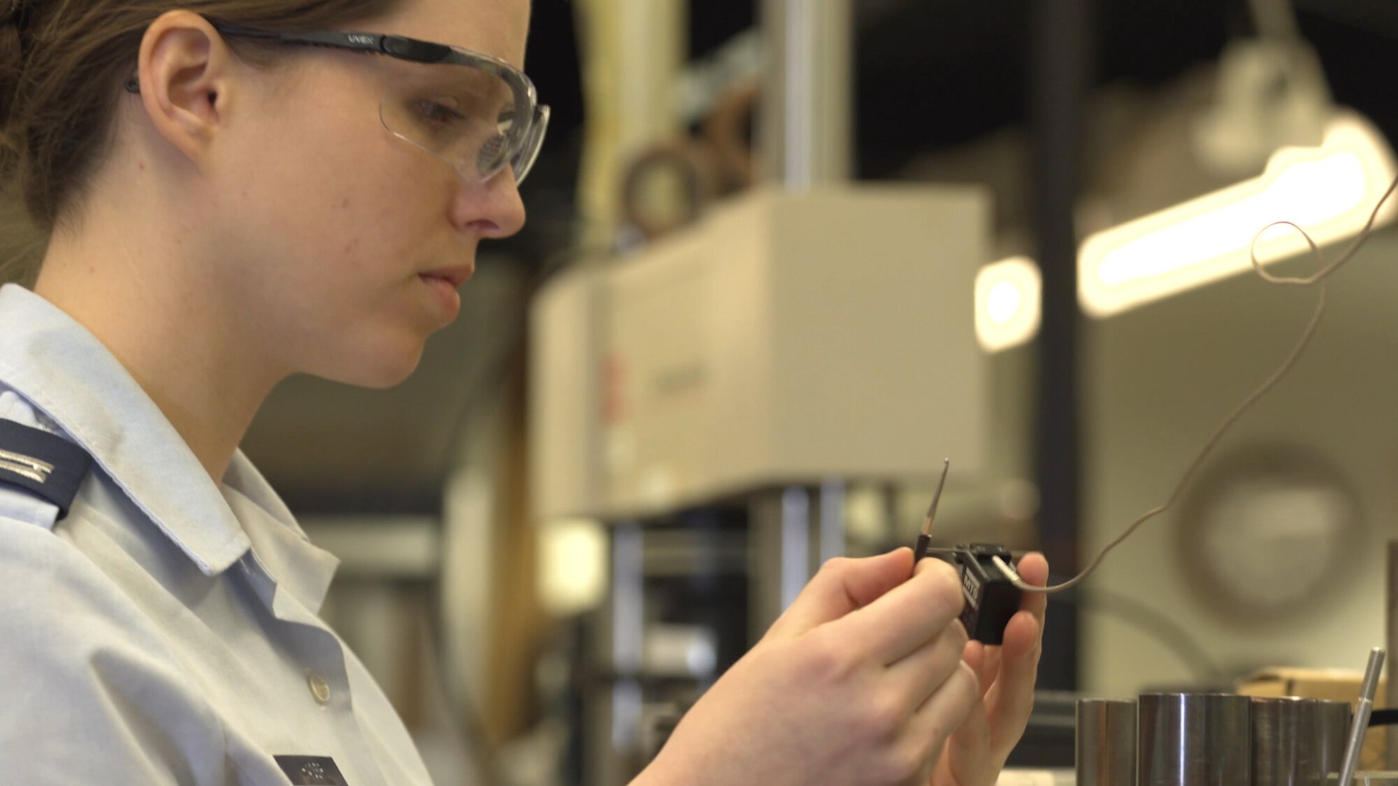 Capt. Erin Hager’s research determined that AF-9628 is an optimal material for additive manufacturing due to its high strength. While her findings are comparable to values reported in a similar U.S. Army Combat Capabilities Development Command Army Research Laboratory study, she yielded similar mechanical properties to conventionally forged and heat-treated AF-96. Dr. Sean Gibbons, a research materials engineer with expertise in steel, describes this finding as “exciting.” (Courtesy photo/Air Force Institute of Technology)