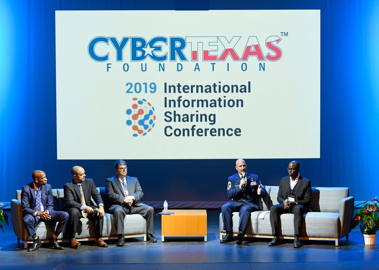 Chief Master Sgt. David Klink, 24th Air Force command chief, discusses cyber manning and readiness at the ninth annual CyberTexas Conference in San Antonio, Aug. 20, 2019. As command chief, Klink supports the 24th AF commander in providing trained and ready cyber forces to conduct full-spectrum cyberspace operations around the globe. (U.S. Air Force photo by Tech. Sgt. R.J. Biermann)