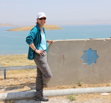 Tambour Eller on site at Mosul Dam in Iraq. Eller served as the project executive for the Mosul Dam Task Force and was recognized as the U.S. Army Corps of Engineers Employee of the Year for her work on the task force as well as work with USACE's Sacramento District and South Atlantic Division. Eller stated that her time on the task force was a wonderful experience and encouraged other USACE civilians to volunteer for deployment opportunities.