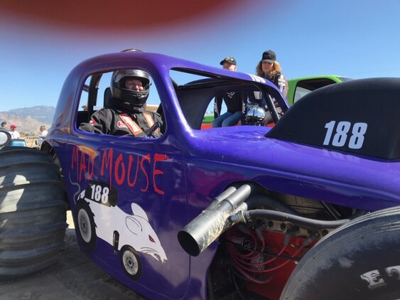 Ron Hess, owner/driver, stages the Mad Mouse for his next run during the sand drags.