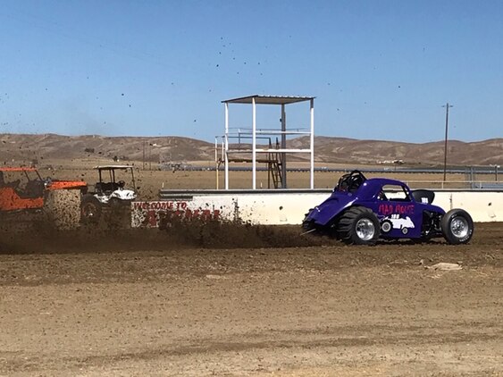 Ron Hess, owner/driver, launches the Mad Mouse during a recent sand drag race held in northern California.