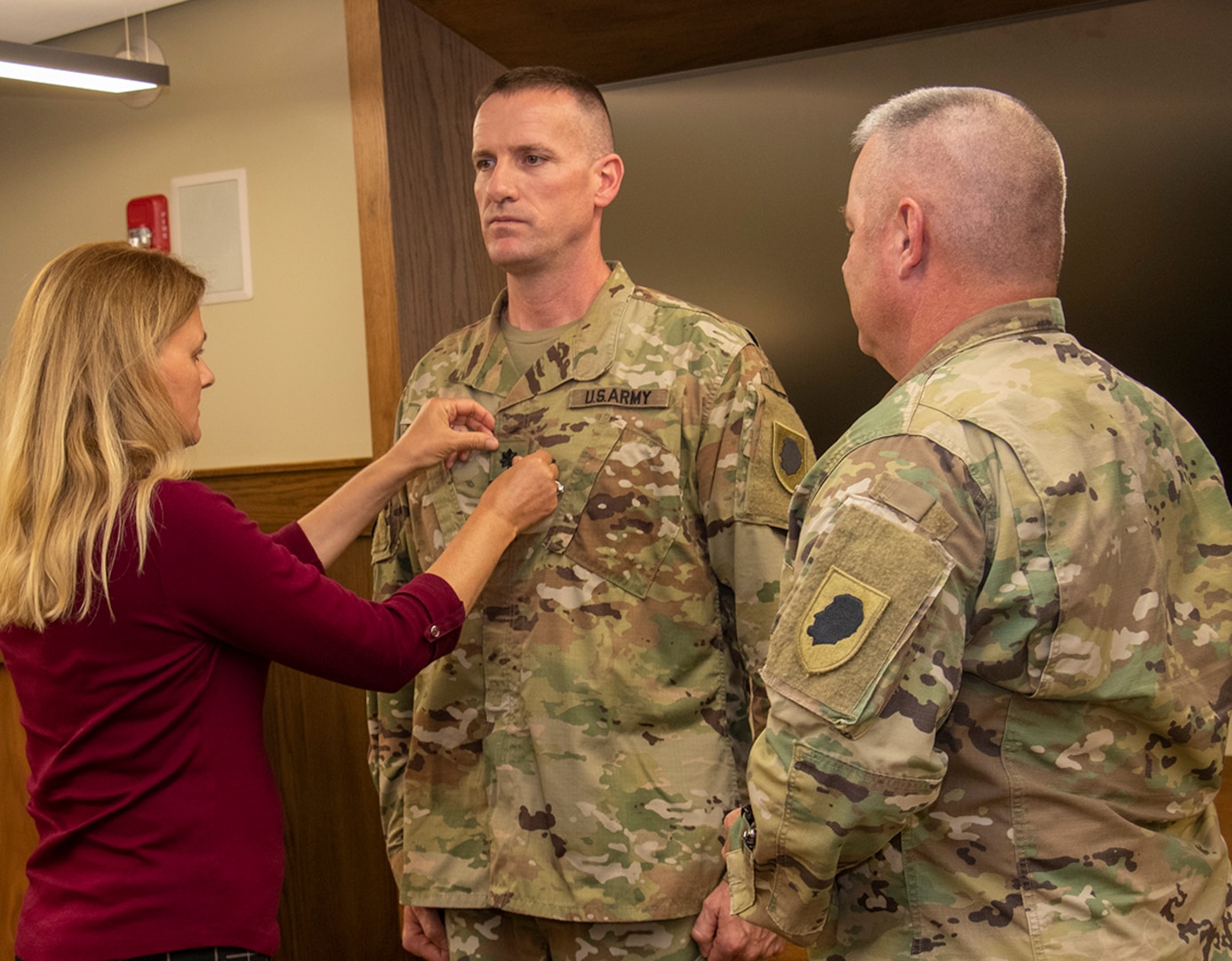 Lt. Col. Loren Easter receives his new rank.