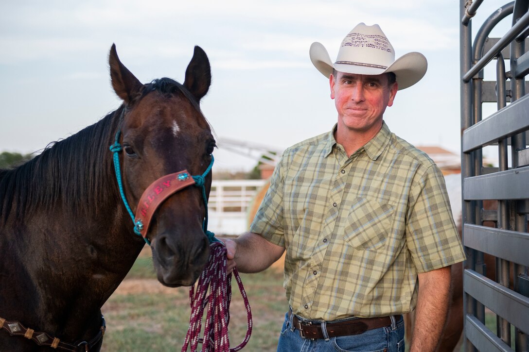 U.S. Air Force Col. sits on a horse
