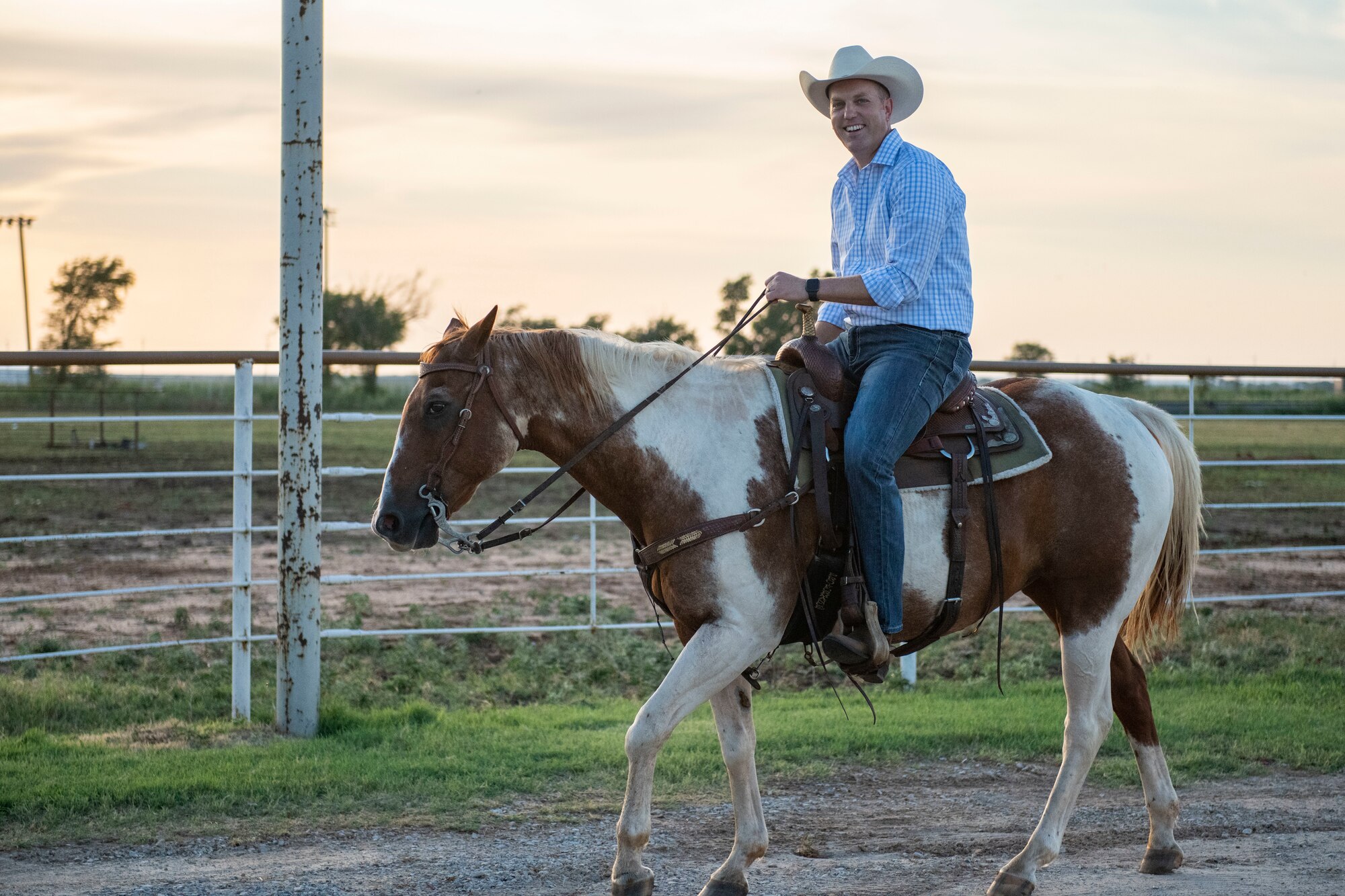 U.S. Air Force Col. sits on a horse