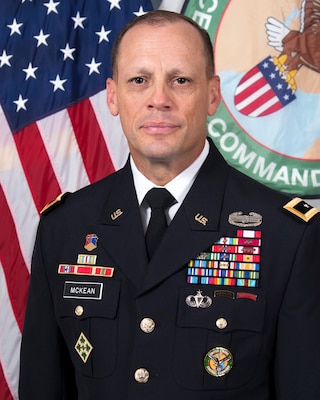 Major General D. Scott McKean commissioned as an Armor Officer in 1990 from the United States Military Academy at West Point. His military education includes the Armor Officer Basic Course, Armor Officer Advanced Course, Command and General Staff College and the United States Naval War College.