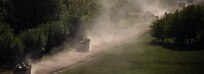 U.S. Army vehicles with 1st Armored Brigade Combat Team, 1st Infantry Division, convoy to their position in “the box” during the culminating force on force exercise of Combined Resolve XII at the Joint Multinational Readiness Center in Hohenfels, Germany Aug. 19, 2019.