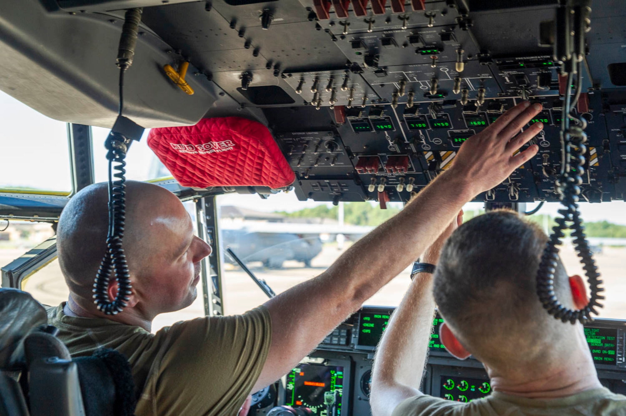 Air Force Reserve Airmen from the 913th Maintenance Squadron conduct avionics system checks on a C-130J Hercules on August 15, 2019, at Little Rock Air Force Base, Ark.  Mobility aircraft, such as the C-130J, deliver critical personnel and cargo and provide airdrop of time-sensitive supplies, food and ammunition on a global scale. A critical part of the airlift capabilities are the efforts of the maintenance personnel who ensure the workhorse of the mobility force, the C-130J, is always ready, always there! The 913th Airlift Group was first assembled in July 2014 as a classic association with the 19th Airlift Wing. Since then, we have leveraged on our Total Force partners to hone our combat airlift tactics. (U.S. Air Force Reserve photo by Maj. Ashley Walker)
