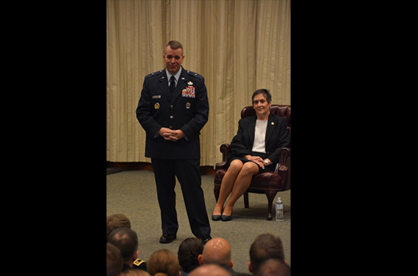 General speaks with graduates