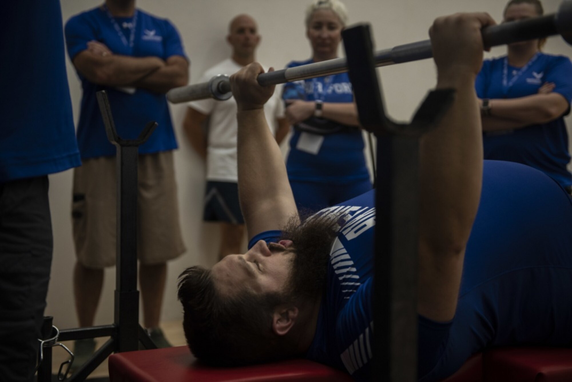 Wounded Warrior bench presses.