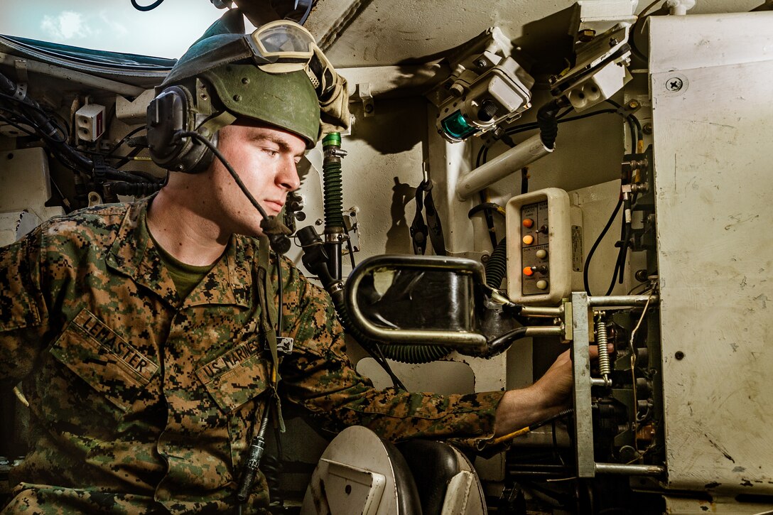 Lance Cpl. Hunter Lemaster, a ground electronics transmissions systems maintainer with 2nd Tank Battalion, 2nd Marine Division, poses for a photo at Camp Lejeune, N.C., Aug. 21, 2019. "A good leader is able to listen to, and help figure out, the problems of the Marines under your charge as well as guide them in the right direction and teach them the skills you know," said Lemaster, a Cordoba, Ill. native. Lemaster completed limited technical inspections on 14 M1A1 tanks and four high mobility multipurpose wheeled vehicles, as well as successfully working on millions of dollars-worth of Marine Corps assets in preparation for the upcoming Marine Air-Ground Task Force war-fighting exercise. (Courtesy photo)