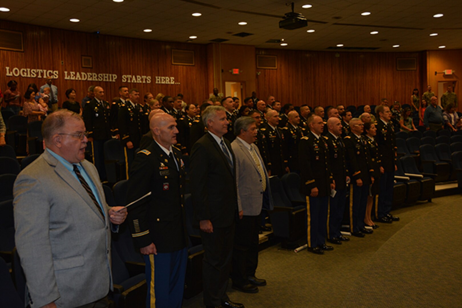 Audience sings Army song at ceremony